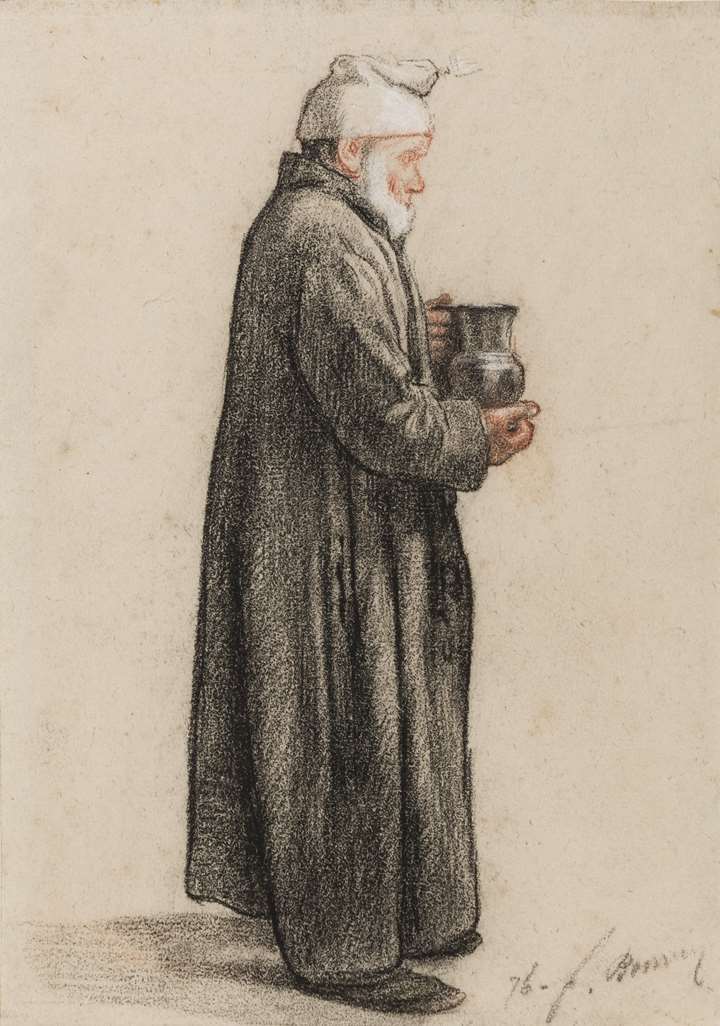 A Standing Man Holding a Jug